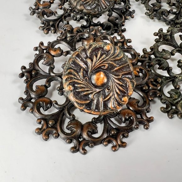 Vtg Allison Drawer Pull Knob Backplate Escutcheon Ornate Japan Lot of 4 - Picture 12 of 16